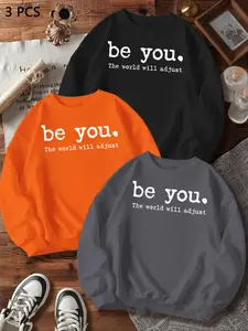 Trendy New Letter Print Sweatshirt for Teen Girls, Casual Fitted Long Sleeve Top, Comfortable Breathable Woven Fabric for All Seasons