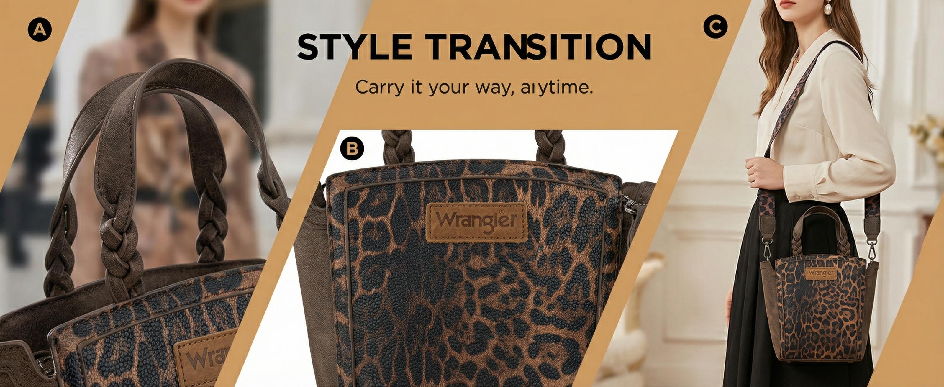 Wrangler Leopard Print Tote Crossbody Bag for Women High Capacity PU Leather Suede Texture Durable Everyday Use TikTokShopJumpstartSale