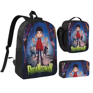 Ultra Light Monster house School Daypack 3pcs Stylish Spanish Players Backpack Set with Insulated Lunch Bag & Pencil Pouch Hot Trend Monster house movie Backpack   Back to School Gifts