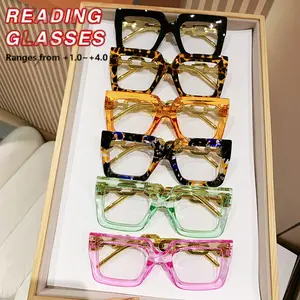 6 Pairs Large Frame Reading Glasses, Fashionable High-Definition Clear Lenses, Comfortable Portable Women's Magnifying Glasses, Daily Office Essential