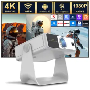 7" Touch Screen Projector, 1080P Full HD, WiFi 6 & Bluetooth 5.2, Auto Focus Keystone, Phone Screen Mirroring, Smart Android 4K, Built-in Speaker, Home Theater Indoor Outdoor