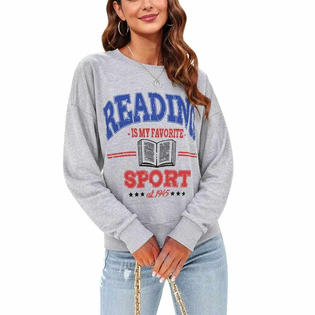 Bookish Sweatshirt, Reading Is My Favorite Sport, Bookish Gift, Vintage Sports Sweatshirt, Oversized Sweatshirt, Book Lover Crewneck