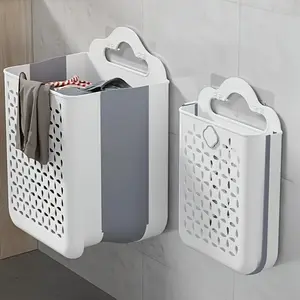 1pc Folding Storage Basket, Space-saving And Convenient to Carry Wall-mounted Telescopic Storage Basket, Can Be Hung On The Wall Or Placed On The Floor, for Storing Toys, Vegetables, Snacks, Bathroom Accessories, Laundry, Sundries, Etc.