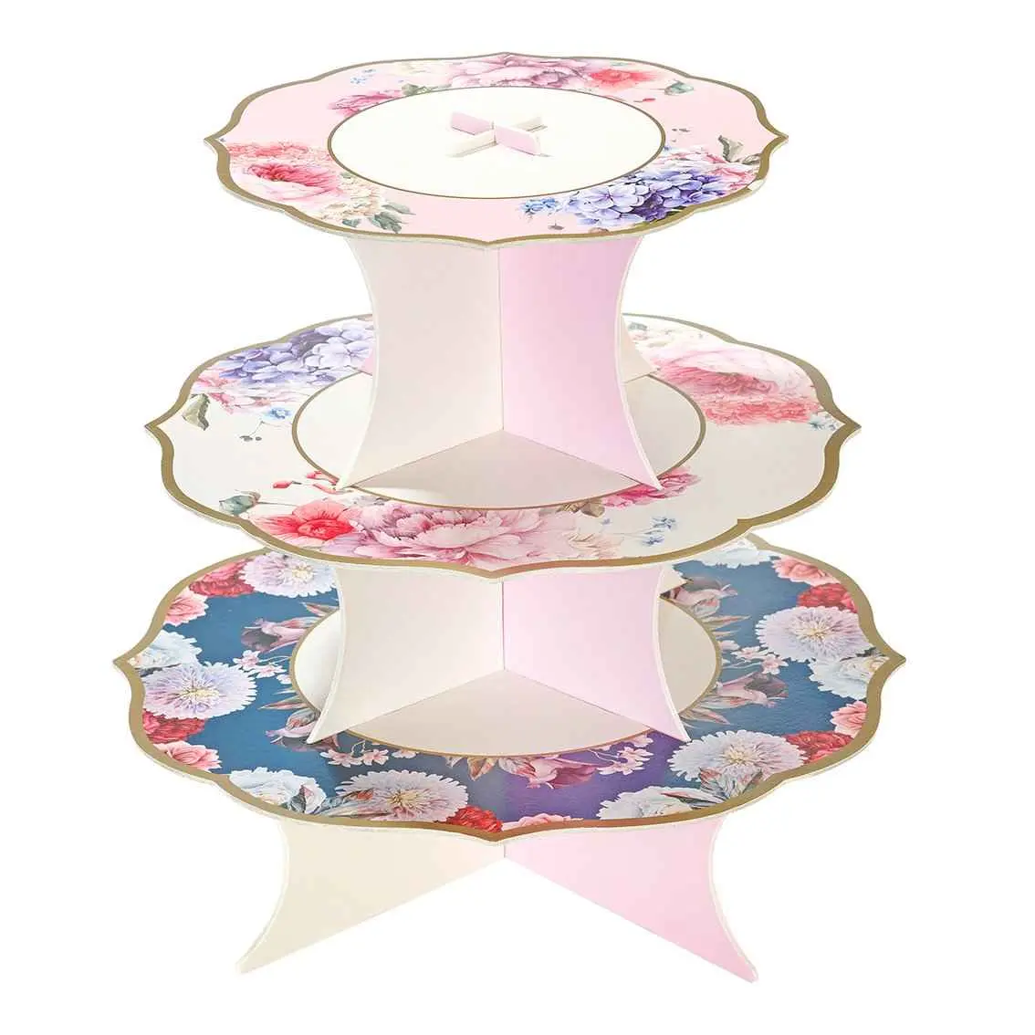 3 Tier Floral 2-Sided Cupcake Stand