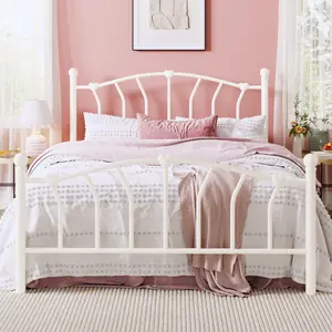 HOOMIC 14 Inch Twin Size Metal Platform Bed Frame, Heart-Shaped Headboard & Footboard, Iron-Art Mattress Foundation, Under-Bed Storage, No Box Spring Needed, Easy Assembly, Noise-Free, Black/White/Pink/Purple/Gold/Cream White