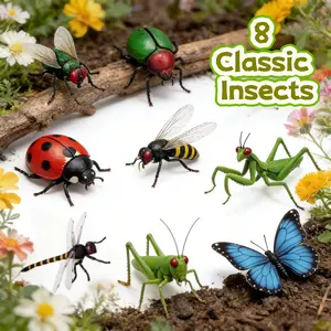 8 Piece Kids Realistic Insect 3D Animal Shape Puzzle Toy Set, Educational Animal Building Blocks, Early Learning Cognitive Toys for Children