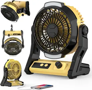 COWSAR Rechargeable Camping Fan with 10000mAh Battery, Timer & Night Light, 3-in-1 Desk & Hanging Fan,Outdoor USB Power Bank Fan for Tent Travel Bedroom Office,100-Speed Adjustable