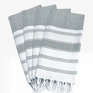 Peshtemal Turkish Towel Cotton Beach Towels Oversized 36x71 Set of 4, Cotton Beach Towels for Adults, Soft Durable Absorbent Extra Large Bath Sheet Hammam Towel - Charcoal Grey