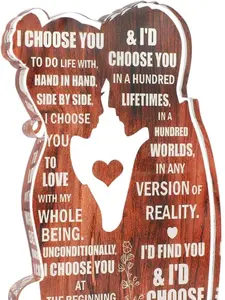 Romantic Gifts for Her Him I Choose You Heartfelt Acrylic Plaque Sign 5X3.3 Inch Valentine's Day Anniversary Christmas Birthday Gifts for Couples