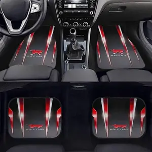 Vintage Line Design Racing Car Floor Mats Set, Car Interior Kit, Anti-Slip Polyester Fiber Carpet, Easy Clean All-Season Mat for Suv Truck Car