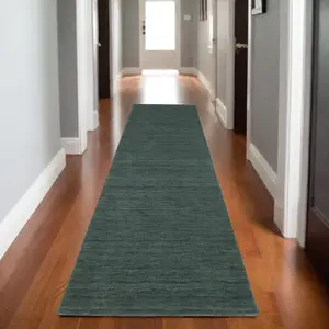 212 MAIN 8 ft. Casual Handmade Wool Fiber Tufted Loop Runner Rug - Soft Touch, Teal & Blue, Ideal for Entry Area, Handmade Rug