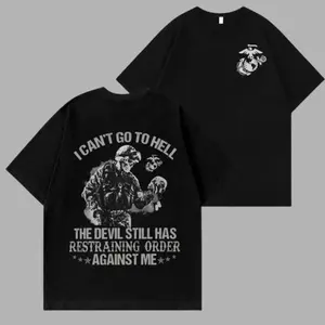 USMC Devil Dog Hoodie, Dark Military Humor Quote Design with Tactical Soldier Graphic