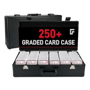6 Row 250+ TSA Combination Lock Trading Deck Cases Graded Card Case Psa Graded Card Storage Box Psa Slab Case (Hexagonal prism, BLACK)