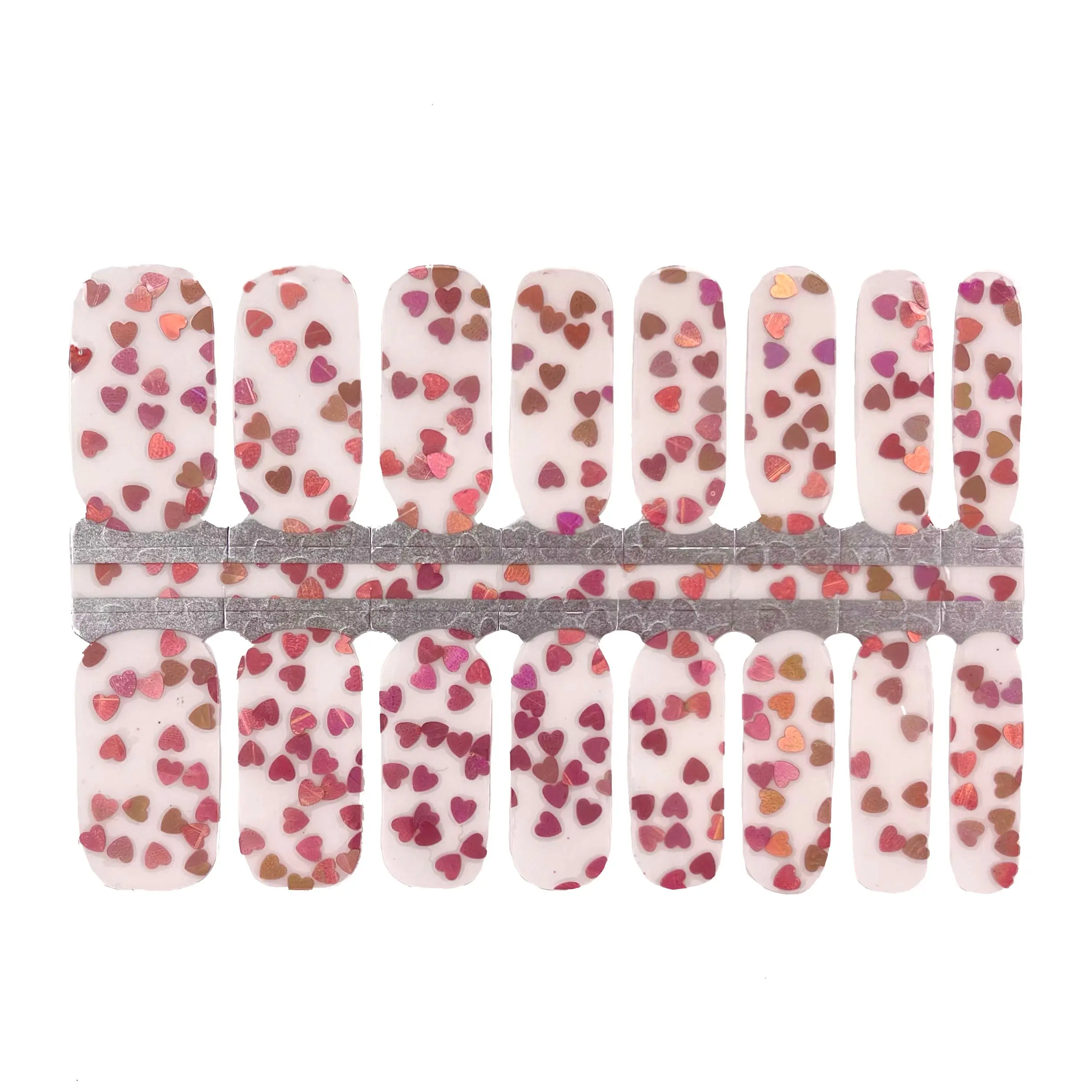 Glitter Heart - Transparent Nail Wraps