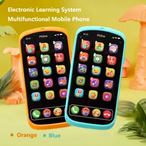 1 PC  Kids Learning Phone Toy with Alphabet, Numbers, Music Function, Animal and Game mode - Multi-function Educational Toy- Blue/Orange-Electronic Learning System Simulation Smartphone For Child - Ideal Christmas & Birthday Gift