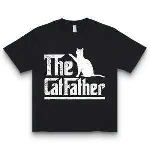The CatFather T-Shirt - Distressed Cat Graphic, Funny Cat Lover Casual Tee