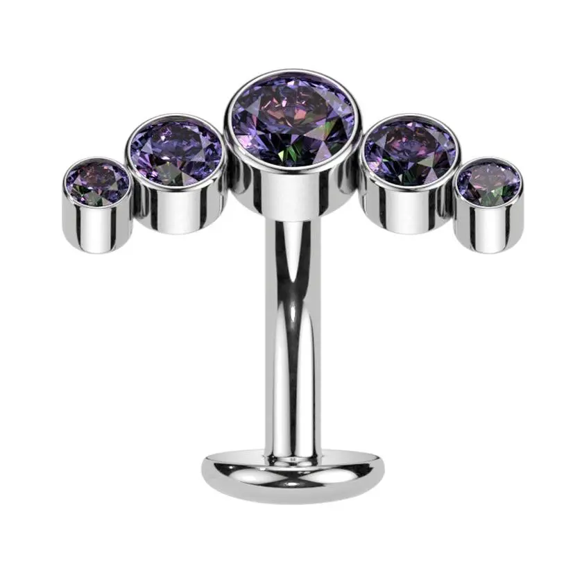 Arch Black Aurora CZ Titanium Threadless Floating Belly Button Ring (Convex Disk)