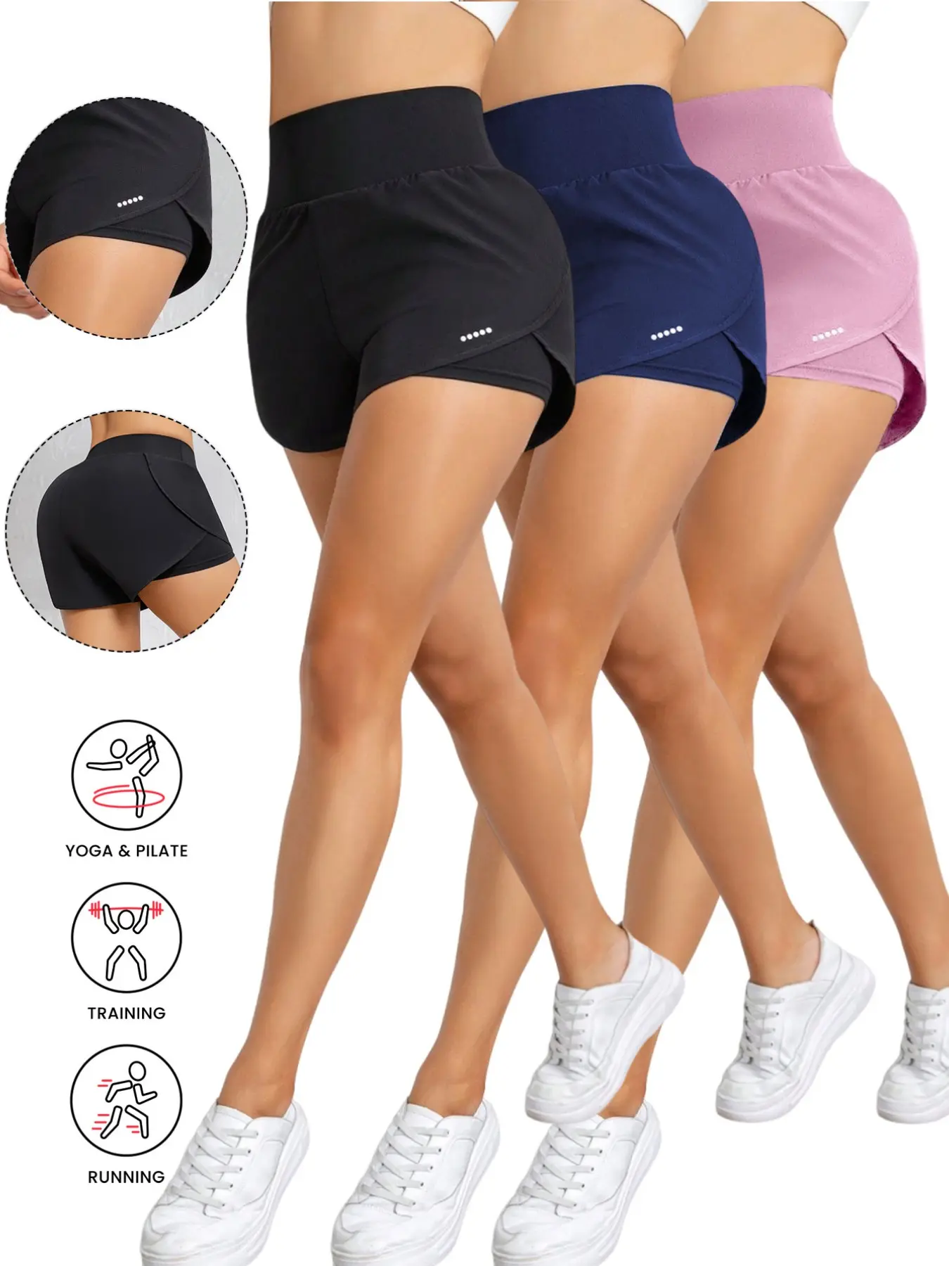 Women's Athletic Yoga Shorts Set, High-Waisted Slim-Fit Design, Breathable Quick-Dry Material, Ideal for Summer Workouts & Casual Wear, Performance Shorts, Active Shorts, Lightweight Summer Shorts, Athletic Fitness Shorts