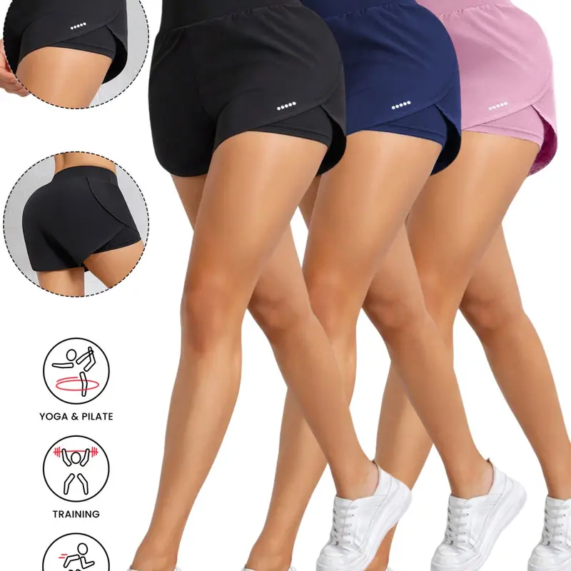 Women's Athletic Yoga Shorts Set, High-Waisted Slim-Fit Design, Breathable Quick-Dry Material, Ideal for Summer Workouts & Casual Wear, Performance Shorts, Lightweight Summer Shorts, Athletic Fitness Shorts, Workout Clothes Women