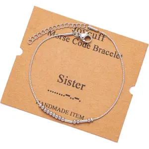 Morse Code Bracelets for Women Gifts for Her Mom Daughter Sister   Funny Inspirational  Adjustable Silk Beaded Wrap Bracelet