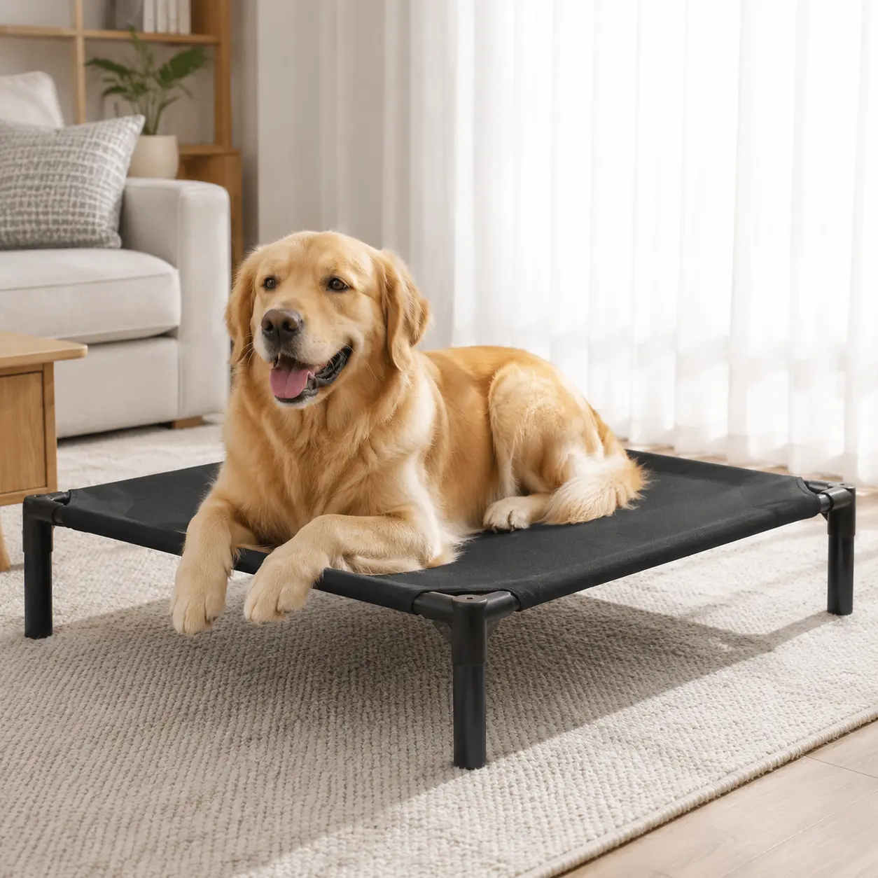 Off-ground pet bed for cats and dogs, suitable for all seasons, moisture-resistant and breathable, removable and washable dog bed, ironwork off-ground bed Elevated Cooling outdoor sofa