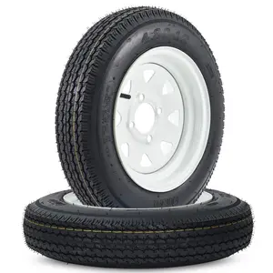 2-Pack 5.30-12 Trailer Tires On Rims - Load Range C 6-PLY - 12" White Spoke Wheels - 4 Lug 4" Bolt Pattern for Camper, Utility & Boat Trailers