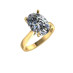 4 carat oval labgrown diamond tapered cathedral setting 18k Yellow gold