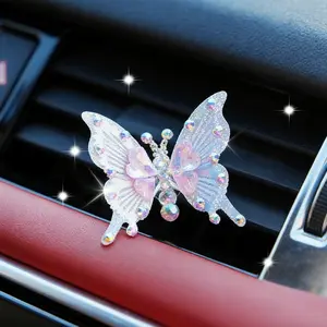 Colorful Rhinestone Butterfly Car Vent/windshield Decoration Sticker, Shiny Fairy Style Moving Wings, Car Interior Decor, Car Stickers, Car Accessory
