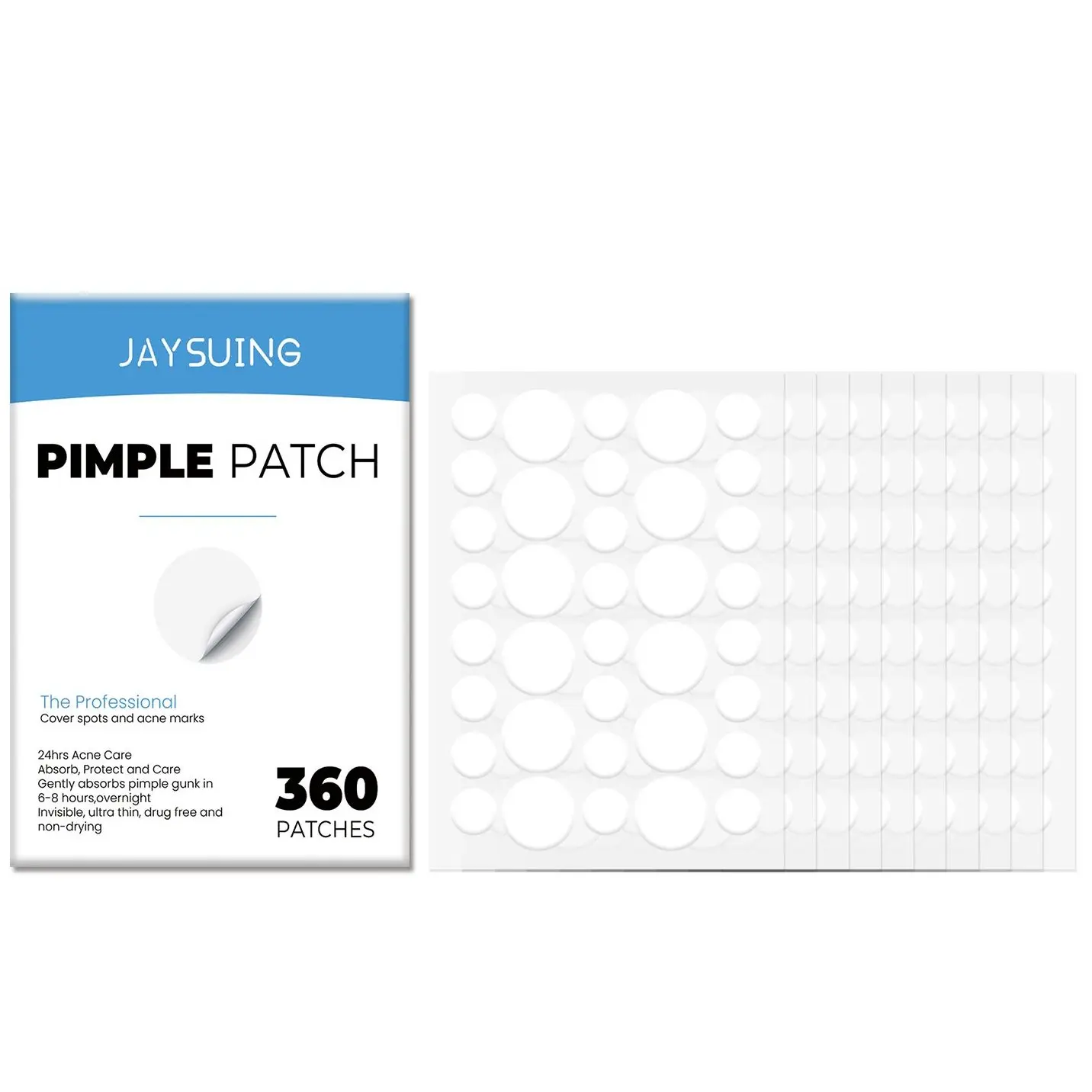 360 CT Pimple Patches for Face w/Hyaluronic Acid, Tocopherol, Glycerin& Aloe Acne Skincare