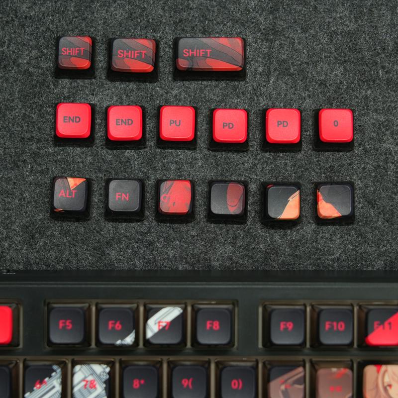 Aula Phantom Heat OEM Pudding Keycaps 119 Keys | Red & Black PBT+PC Backlit Keycap Set for 61/68/75/87/98/104 Layout Mechanical keyboard Includes Compatibility Keys 5-Side Dye-Sublimated Legends 4-Side Black Translucent Pudding Design Gaming Accessoies