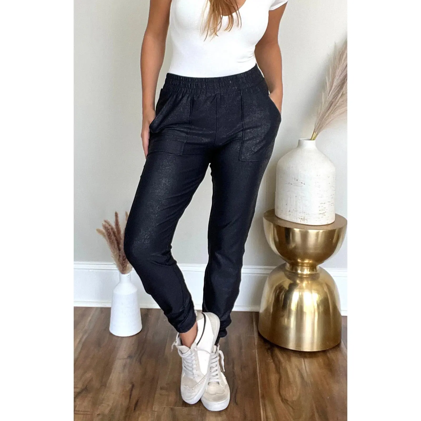 Pebble Joggers in Black with Pockets