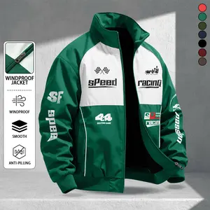 Men's lightweight casual trench coat with racing elements letter and pattern print on the surface, durable and suitable for golf and work, versatile business formal jacket for everyday use, suitable for all seasons.