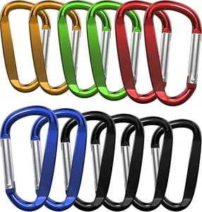 3" Aluminum Carabiner Clips, 12 count D Ring Shape  Carabiners Hook Buckle
