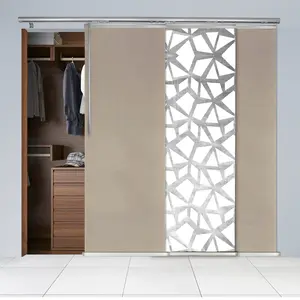3-Panel Single Rail Panel Track Blind Extendable 36"-66"W x 91.4"H, Panel width 23.5", Shattered, Cornsilk