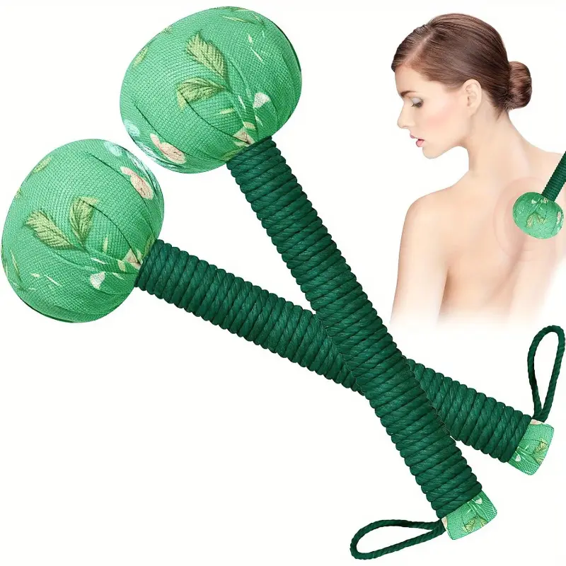 [Manual | Massage Hammer] Long Manual Body Massage Hammer | Whole Body Massage, Back Knock, Handheld, Wormwood Massage Green