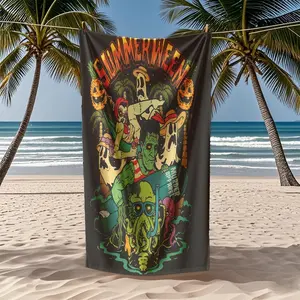 Summerween Monsters Tropical Vacation Design Oversized Microfiber Beach Towel, Quick Dry Sand Proof Lightweight Travel Towel for Beach Pool Vacation, Absorbent Essentials for Adults