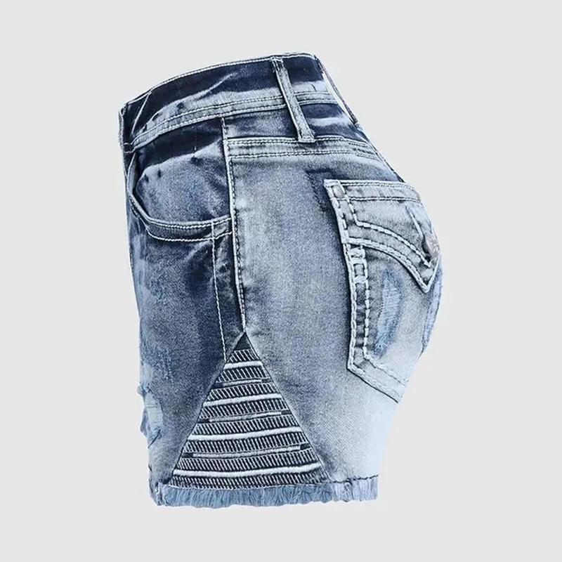 Women's Denim Shorts Summer Casual Low Waisted Frayed Raw Hem Ripped Denim Jean Shorts Cut Off Denim Shorts Trendy Shorts