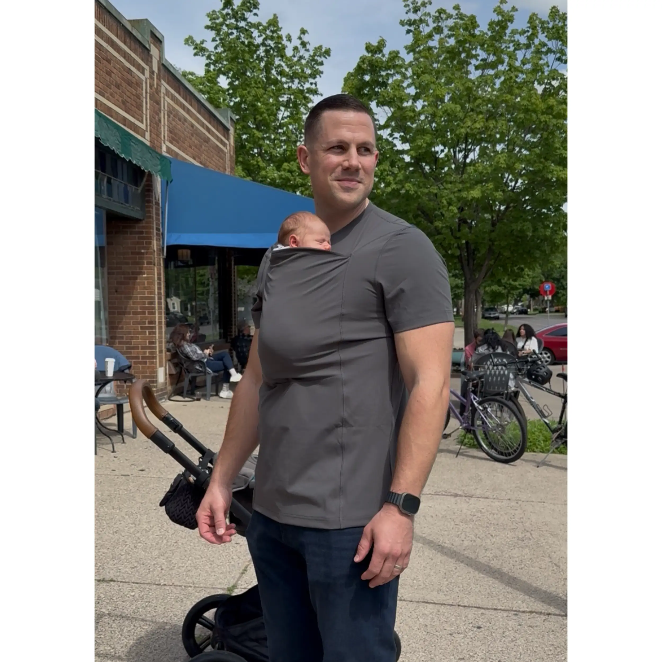 Lalabu The Dad Shirt | Hands-Free Baby Carrier for Dad with Kangaroo Pouch | Engineered for Bonding, Safety, & Comfort for Newborns Up to 15 Lbs. | CP