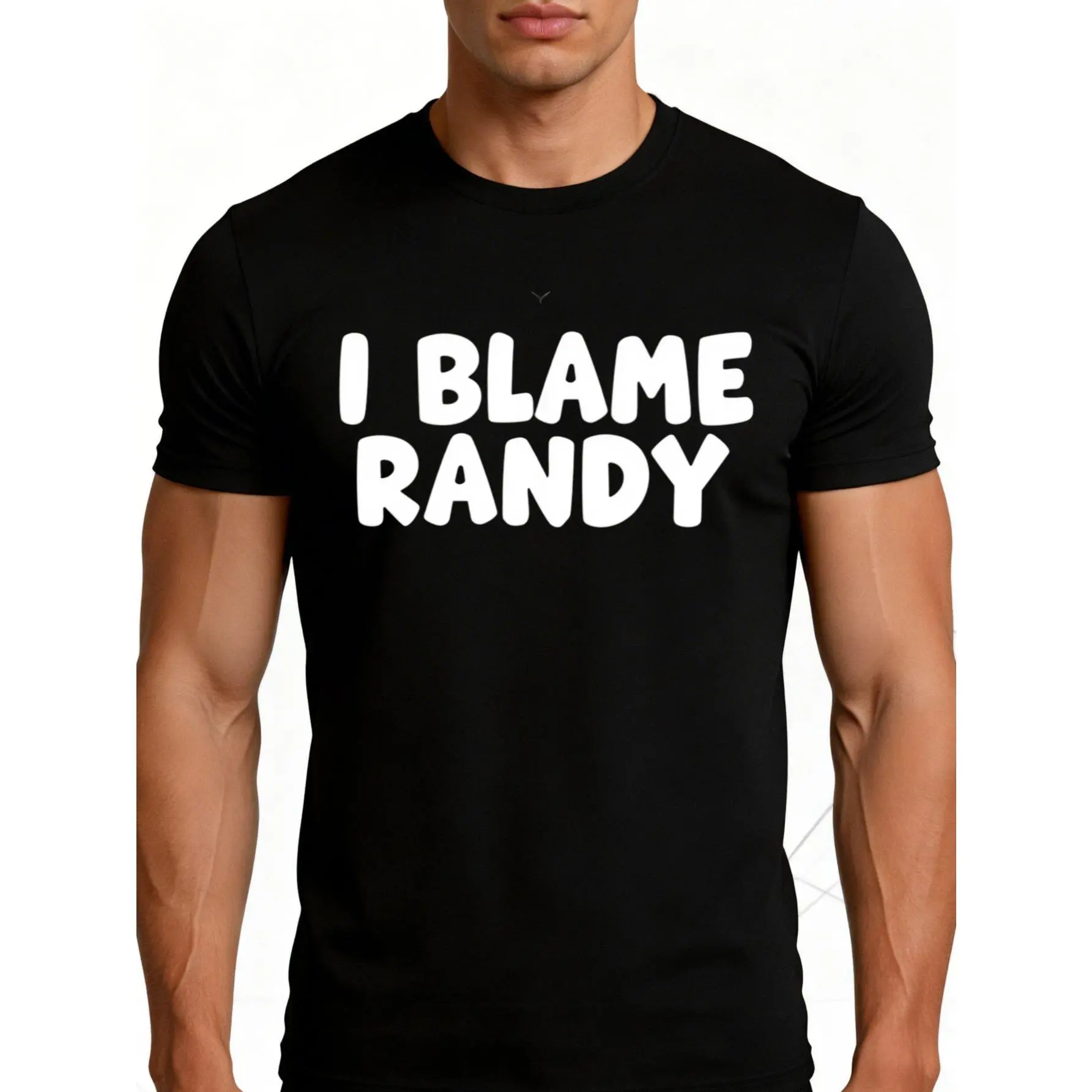 [100% Cotton] 100% Cotton Men's I Blame Randy Graphic T-Shirt - Funny Casual Round Neck Tee with Iconic Randy Print, Machine Washable Suitable for Casual Attire, Summer Outfits & Gifts for Friends, Year-Round for Men
