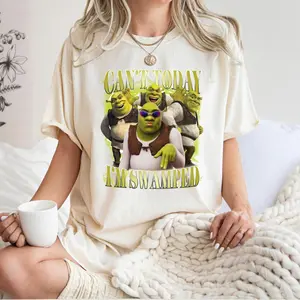 Comfort Colors Funny Shrek Meme Shirt, Can't Today I'm Swamped T-shirt, Shrek And Fiona Cartoon Tee, Retro Pop Culture Humor, Movie Fan Gift #Spiky #cartoon #anime #RetroParody #VintageTee  Fan Gift Idea Unisex