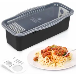 Microwave Pasta Spaghetti Cooker Pot with Strainer Lid,Pasta Cooker in Microwave with Water Level and Spaghetti Portion Measuring Device,Dormitory Office Apartment Kitchen Essentials