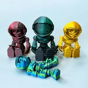 3D Printed Articulated Flexi Astronaut Skeleton Figurine Gift Lover