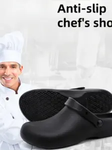Men's Chef Shoes High Quality Durable Kitchen, Reinforced Sole Eva Material, Heel Support Textured Grip, All-Day Comfort Low Top Sports Shoe