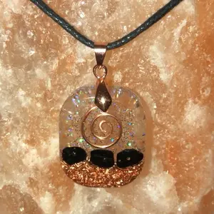 Quartz Crystals Copper and Himalayan Salt Orgone Protection Necklace Jewelry