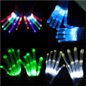 Skeleton Hand Bone LED Glowing Gloves Rainbow Flashing with 6 Lighting Effects for Adults & Kids 23.5CM & 20CM Sizes Red Blue Green White Yellow Pink Lights