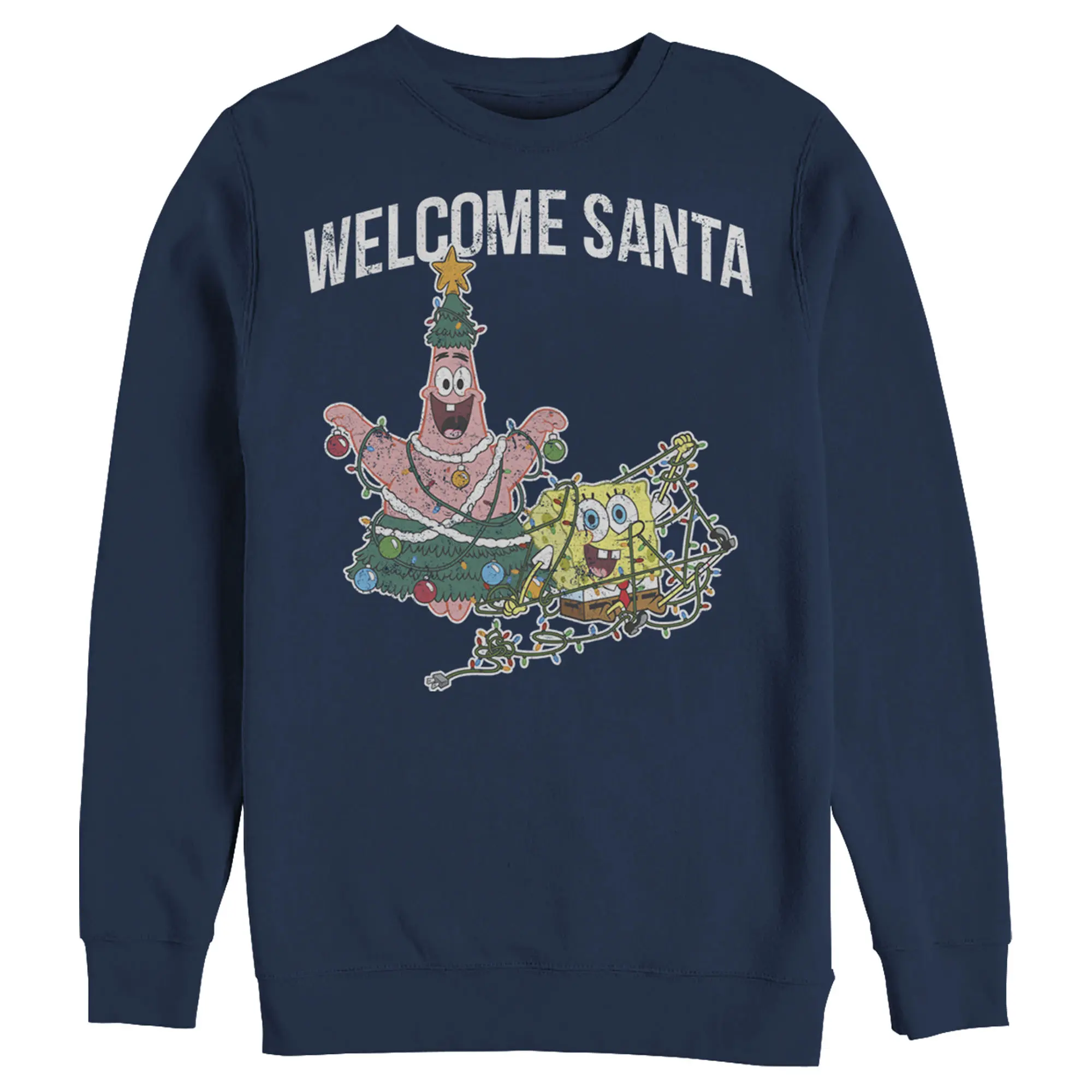 Men's SpongeBob SquarePants Christmas Welcome Santa Sweatshirt