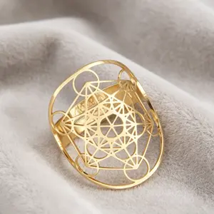One Stainless Steel Metatron's Ring—an adjustable-size ring featuring the Archangel's Seal and a Lotus motif design. A stylish piece of women's jewelry, perfect for everyday wear, festive occasions, or as a gift.