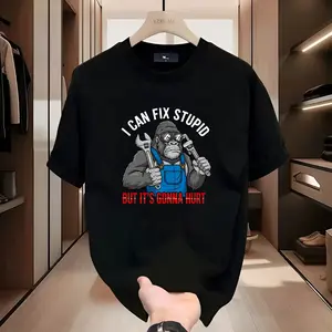 Men's Funny Handyman Gorilla Graphic T-Shirt Casual Cotton Short Sleeve Tee for Mechanics