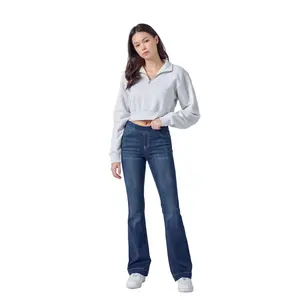 Cello Jeans - Women's Medium Wash Flared Jegging - High Stretch Pull-On Denim (33" Inseam) - AB35324