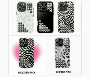 Studded Snow Leopard Tough iPhone 17 16 15 14 13 12 11, Tough Case For Her, Winter Phone Case, Phone Accessories For Men and Women